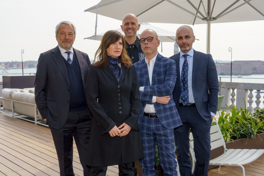 Lucia Ronchetti: with the President of the Biennale Roberto Cicutto, Wayne McGregor, Stefano Ricci and Gianni Forte, Venezia 2022